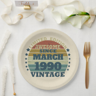 Personalisierte Vintage 35. Geburtstagsparty Pappteller