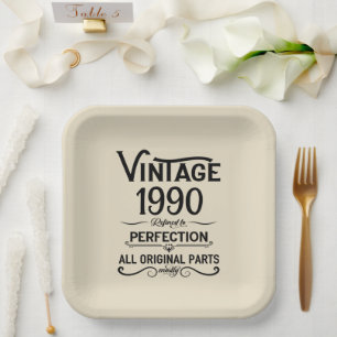 Personalisierte Vintage 35. Geburtstagsparty Pappteller