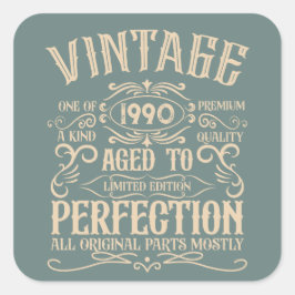 Personalisierte Vintage 35. Geburtstagsparty Quadratischer Aufkleber