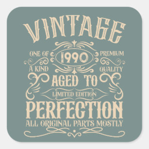 Personalisierte Vintage 35. Geburtstagsparty Quadratischer Aufkleber