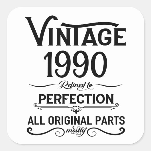 Personalisierte Vintage 35. Geburtstagsparty Quadratischer Aufkleber (Vorderseite)