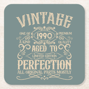 Personalisierte Vintage 35. Geburtstagsparty Rechteckiger Pappuntersetzer
