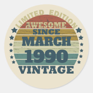 Personalisierte Vintage 35. Geburtstagsparty Runder Aufkleber