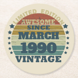 Personalisierte Vintage 35. Geburtstagsparty Runder Pappuntersetzer