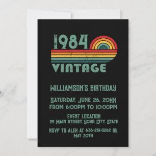 Personalisierte vintage 40. Geburtstags-Cocktailpa Einladung