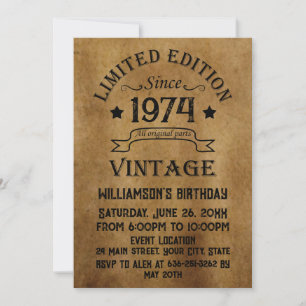 Personalisierte vintage 50. Geburtstags-Cocktailpa Einladung