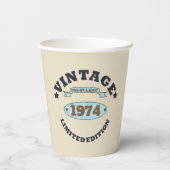 Personalisierte Vintage 50. Geburtstagsparty Pappbecher (Rückseite)