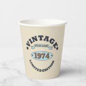 Personalisierte Vintage 50. Geburtstagsparty Pappbecher (Vorderseite)