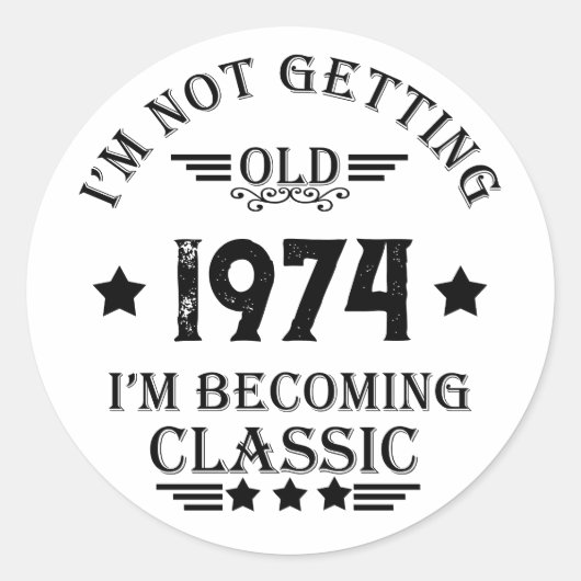 Personalisierte Vintage 50. Geburtstagsparty Runder Aufkleber (Vorderseite)