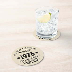 Personalisierte Vintage 50. Geburtstagsparty Runder Pappuntersetzer