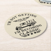 personalisierte Vintage 50. Geburtstagsparty Runder Pappuntersetzer (Angewinkelt)