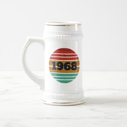 Personalisierte Vintage 55. Geburtstagsparty Bierglas (Links)