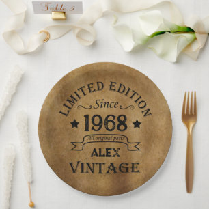 Personalisierte Vintage 55. Geburtstagsparty Pappteller