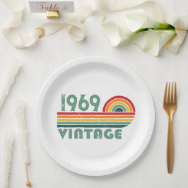 Personalisierte Vintage 55. Geburtstagsparty Pappteller