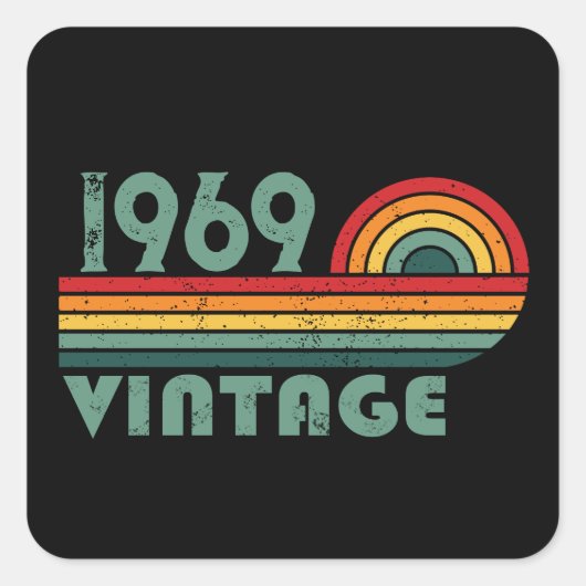 Personalisierte Vintage 55. Geburtstagsparty Quadratischer Aufkleber (Vorderseite)