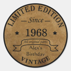 Personalisierte Vintage 55. Geburtstagsparty Runder Aufkleber
