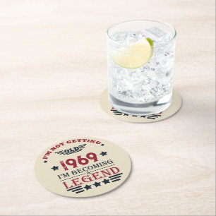 Personalisierte Vintage 55. Geburtstagsparty Runder Pappuntersetzer