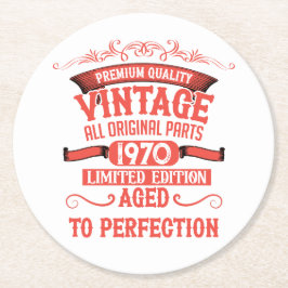 Personalisierte Vintage 55. Geburtstagsparty Runder Pappuntersetzer