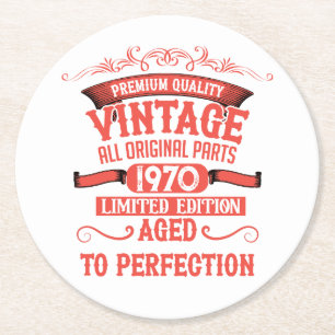 Personalisierte Vintage 55. Geburtstagsparty Runder Pappuntersetzer