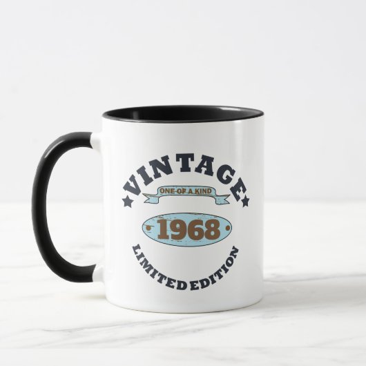 Personalisierte Vintage 55. Geburtstagsparty Tasse (Links)