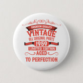 Personalisierte vintage 65. Geburtstagsfeier Button (Vorderseite)