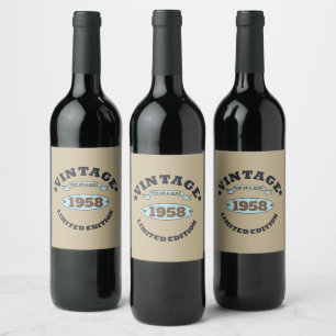 Personalisierte vintage 65. Geburtstagsfeier Weinetikett