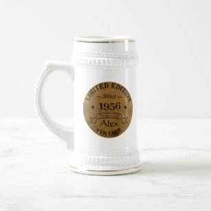 Personalisierte Vintage 65. Geburtstagsgeschenke Bierglas