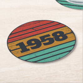 Personalisierte Vintage 65. Geburtstagsgeschenke Runder Pappuntersetzer