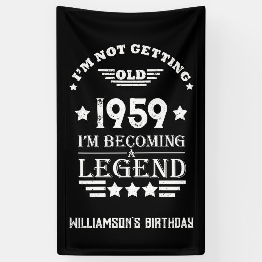 Personalisierte Vintage 65. Geburtstagsgeschenke w Banner (Vertikal)