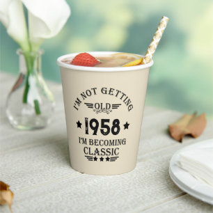 Personalisierte Vintage 65. Geburtstagsparty Pappbecher
