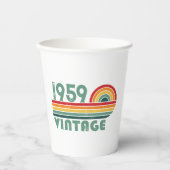 Personalisierte Vintage 65. Geburtstagsparty Pappbecher (Vorderseite)