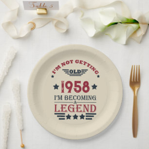 Personalisierte Vintage 65. Geburtstagsparty Pappteller