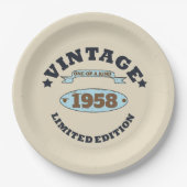 Personalisierte Vintage 65. Geburtstagsparty Pappteller (Vorderseite)