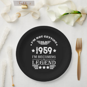Personalisierte Vintage 65. Geburtstagsparty Pappteller