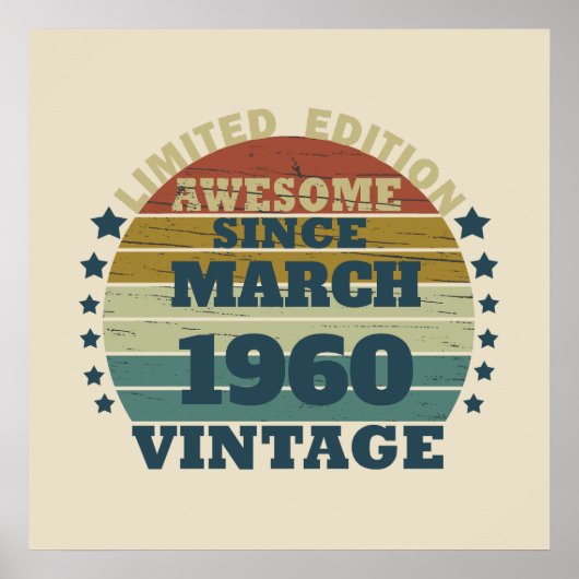 Personalisierte Vintage 65. Geburtstagsparty Poster (Vorne)
