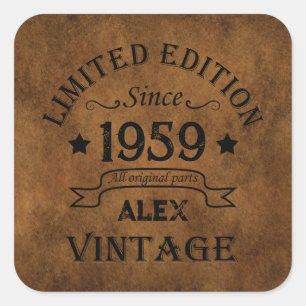Personalisierte Vintage 65. Geburtstagsparty Quadratischer Aufkleber