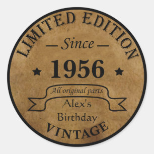 Personalisierte Vintage 65. Geburtstagsparty Runder Aufkleber