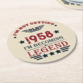 Personalisierte Vintage 65. Geburtstagsparty Runder Pappuntersetzer (Angewinkelt)