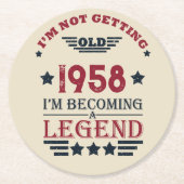 Personalisierte Vintage 65. Geburtstagsparty Runder Pappuntersetzer (Vorderseite)