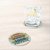 Personalisierte Vintage 65. Geburtstagsparty Runder Pappuntersetzer (Vor Ort)