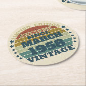 Personalisierte Vintage 65. Geburtstagsparty Runder Pappuntersetzer (Angewinkelt)
