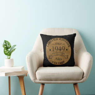 Personalisierte vintage 75. Geburtstagsfeier Kissen