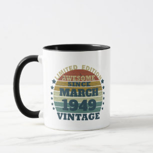Personalisierte vintage 75. Geburtstagsfeier Tasse