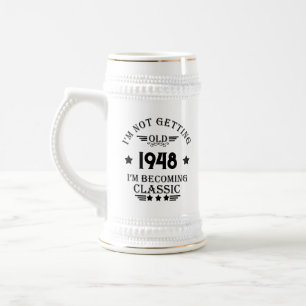 Personalisierte Vintage 75. Geburtstagsparty Bierglas