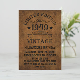 Personalisierte Vintage 75. Geburtstagsparty Einladung