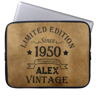 Personalisierte Vintage 75. Geburtstagsparty Laptopschutzhülle