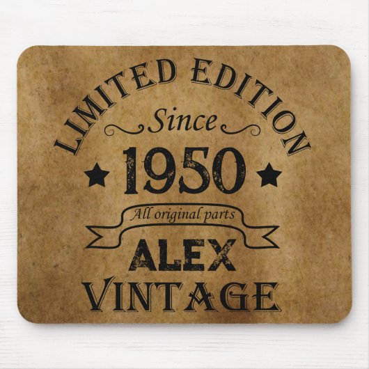 Personalisierte Vintage 75. Geburtstagsparty Mousepad (Vorne)