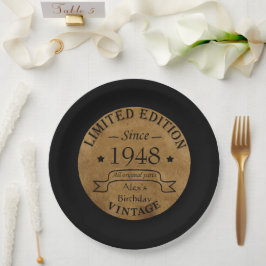Personalisierte Vintage 75. Geburtstagsparty Pappteller