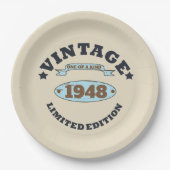 Personalisierte Vintage 75. Geburtstagsparty Pappteller (Vorderseite)