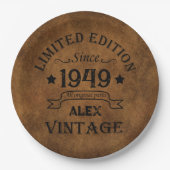 Personalisierte Vintage 75. Geburtstagsparty Pappteller (Vorderseite)